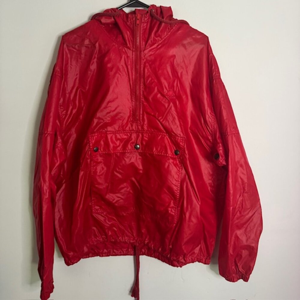 Vintage IZOD 1990's Red Pocket Front Windbreaker w/ Hood Size XL